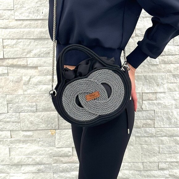 Homemade Black Shoulder Bag – Organic Materials - Picture 1 of 10